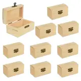 Yicaam 10 Stück Klein Unfertige Hölzernes Schatztruhe Box (9x5x4,5cm) Mini Holz Schatzkiste mit Verschluss für DIY Kunsthandwerk und Party Favor