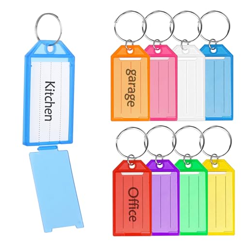 ZHXGO Schlüsselanhänger Beschriftbar Set, 48 Stück Kunststoff Schlüsselanhänger, Schlüsselanhänger Zum Beschriften in 8 Farben, Robust Schluesselanhaenger, Key Tags Labels für Haustiere, Gepäckstücke