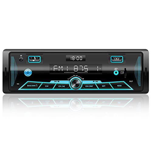 RDS Autoradio Bluetooth für 9-24V,FM/AM Autoradio mit Bluetooth Freisprecheinrichtung,7 Farben Radio mit Fernbedienung MP3 Player Radio2 USB/Unabhängiger Uhr/SD/AUX(Mehrfarbig)