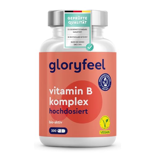 Vitamin B Komplex Hochdosiert - Alle 8 B-Vitamine 10-fach dosiert - 500µg B12 + höchst bioaktive Formen - 200 vegane Kapseln (7 Monate) - Laborgeprüft, ohne Zusätze in Deutschland hergestellt