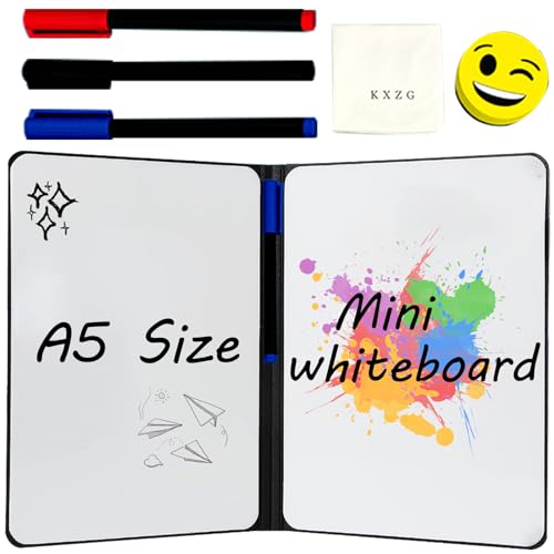 Klein Whiteboard: A5 24 x 16.5cm Tragbar White board mit Ständer Kinder Whiteboard Notizbuch Tafel Abwischbar Whiteboard mit 3 Whiteboard Stifte 1 Whiteboard Schwamm und 1 Whiteboard Tuch (Schwarz)