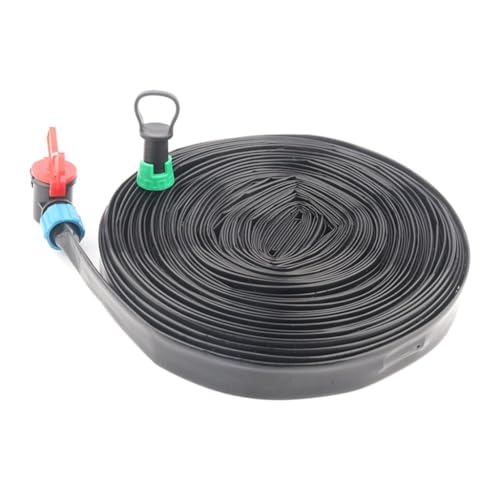 FBANULPEX Drip Tape Bewässerungsschläuche,Flache Rohre for Farm Gewächshaus Hausgarten Pflanzen Rinnsal Bewässerung Tropfschlauch(10m Kits)