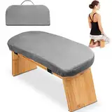 Hihealer Meditationsbank – Klappbare Ergonomische Bambus-Meditationsbank mit Bequemem Kissen, zum Knien oder Sitzen, Ideal für Meditation und Gebet, Einzigartige Frauen