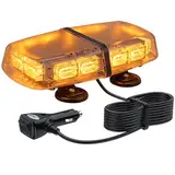 Justech 72 LED Rundumleuchte 7 Modi 12/24V Blitzleuchte Schraube Starker Magnet Amber Warnleuchte Notfallblinklampe Wiederherstellungswarnung gelbes Decke Licht 36W 5m Netzkabel Steuerschalter