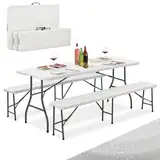 Juskys Bierzeltgarnitur Bayreuth 3-teilig & klappbar - 180 x 70 x 74 cm - 2 Bierbänke & Biertisch - Gartenmöbel Set Festzeltgarnitur Sitzgarnitur Camping