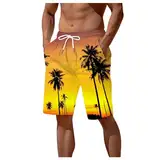 Hawaii-Shorts für Herren Kurze Hosen Herren Herren Sommer Coconut Tree Digital 3D-gedruckte Shorts Strandhose mit elastischer Taille 椰子树 Badehose Teenager Jungen Schwarz Badeshorts Herren (Black, XL)