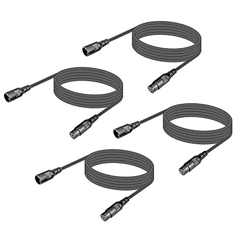 4Pack Dmx Kabel 3m 4er Set 3 Pin XLR Kabel Set 3m, XLR Stecker Buchse mit Lichtkabel für Dmx Controller Moving Head Signal Connector