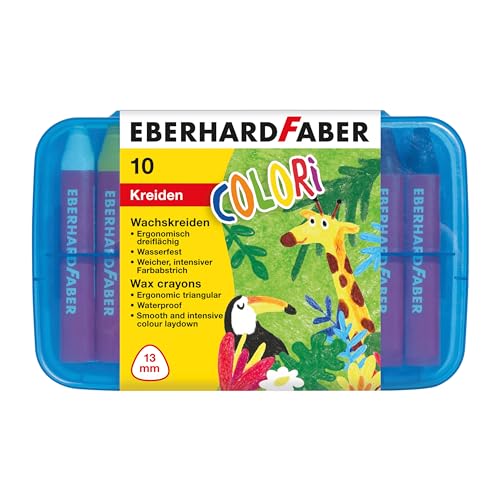 Eberhard Faber 524011 - Wachsmalkreide Colori, 10 wasserfeste Wachsmalstifte im Kunststoffetui