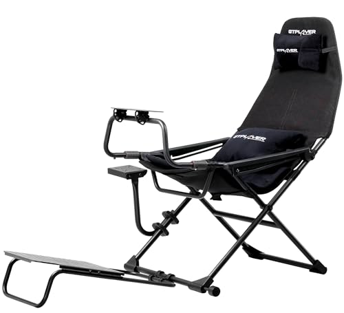 GTPLAYER SIM Racing Cockpit, Faltbarer Racing Simulator für PC und Konsolen, Racing Cockpit kompatibel mit Allen Lenkrad- und Pedalmarken auf dem Markt,Schwarz