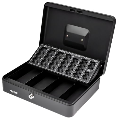HMF 4215-02 Geldkassette abschließbar mit Münzzählbrett | 30,5 x 24 x 8,5 cm | Schwarz