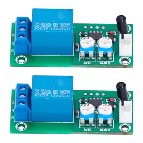 Vibrationssensormodul, DC 12 V Empfindlichkeit Zeitverzögerung Einstellbarer Relaisschalter Alarmsensormodul Vibrationsschalter (2 Stück)