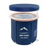 B&Y Eisbad Faltbare Aufblasbare Badewanne Erwachsene mit Abdeckung 75cm Freistehende Eisbaden Tonne Mobile Badewanne Ice Tub Eisfass für Outdoor Eisbad Dusche Spa Soaking