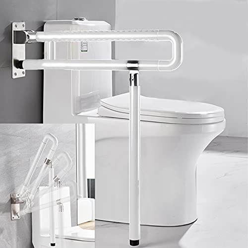 Wandstützgriff Stützhilfe - WC Toiletten Stützklappgriff Haltegriff Toiletten Sicherheits Stütz-Haltegriff Rutschfest Wandmontage Weiß, 60X72cm, 200kg