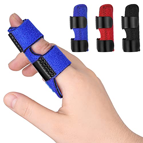 ALTcompluser 3 Stücke Fingerschiene, Schiene Finger Fingerschiene Mittelfinger Kleiner Finger Stabilisator Fingerstütze Fingerorthese für Gebrochene, Arthritis oder Tendinitis(Schwarz/Blau/Rot)