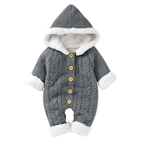 Haokaini Neugeborene Baby Kapuze Strick Strampler Fleece Pullover Wärmer Schneeanzug Overall Overalls Onesies Baby Winter Oberbekleidung für Jungen Mädchen