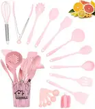 18 Stück Küchenhelfer Set, Hitzebeständiger Kochbesteck Set mit Utensilienhalter,Kochutensilien Kochgeschirr,Spülmaschinenfest,Silikon Kochutensilien Kochbesteck Set,Antihaft Kochset Küchenutensilien