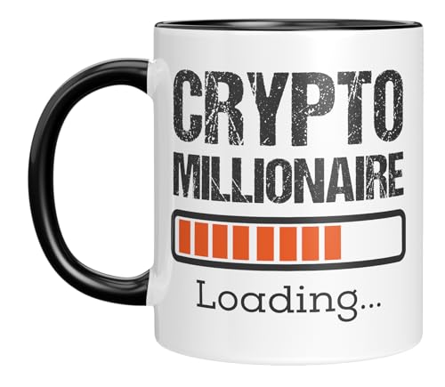 Lustige Tasse mit Spruch | Crypto Millionaire Loading | Geschenkidee für Krypto-Fans und Enthusiasten | Kaffeebecher 330 ml