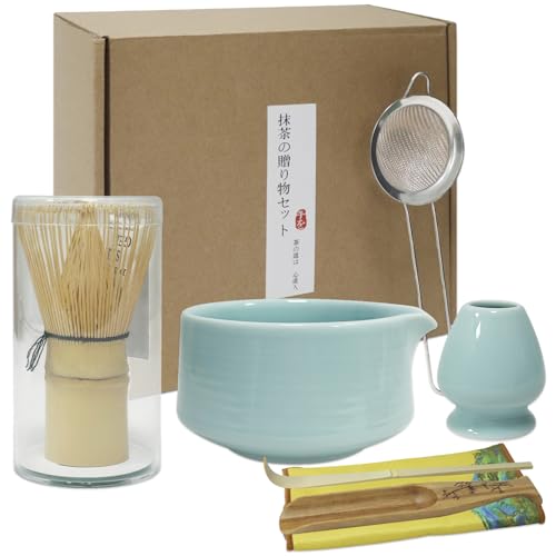 AGOPLEE Matcha Tee Set – Matcha Besen Set mit Schneebesen, Besenhalter, Keramik Matcha-Schale, 2 Teelöffel – Japanisches Zubehör für die Matcha-Zeremonie, Perfekt für die Zubereitung