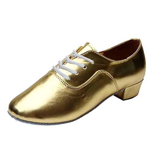 Herren Schuhe 41,5 Einfarbige Herren-Schnürschuhe für den modernen Tanz Dance Hall Latein-Tanzschuhe Sneaker Schuhe Herren (Gold, 44)