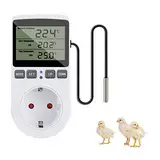 Jooheli Digital Thermostat Steckdose 230V 16A mit Fühler Timer Tag Nacht Temperaturregler Digital Thermostat Steckdose für Gewächshaus Heizen Kühlen Temperaturschalter für Terrarium Thermostat