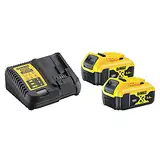 DeWalt Akku-Starter-Kit, mit Schnellladegerät und 2 XR Li-Ion 5.0Ah, 18V Akkus, lange Laufzeit, Ladezustandsanzeige