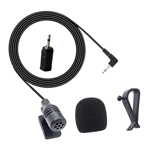 MICMXMO Autoradio Mikrofon 3,5 mm Kompatibel mit Pioneer Sony Boss JVC Kenwood Jensen Alpine Externe Mic für Fahrzeug Audio Stereo GPS CD DVD,3M Kabel, 3,5mm Buchse Auf 2,5mm Stecker Adapter