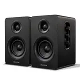 Sanyun SW208 3" Aktive Bluetooth 5.0 Regallautsprecher - 60W-Kohlefaser-Lautsprechereinheit - eingebauter 24-Bit-DAC - dynamischer 3D-Surroundsound – 2.0 Computer-PC-Monitor (Paar, schwarz)