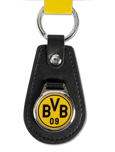 Borussia Dortmund Schlüsselanhänger Lederoptik mit Emblem Anhänger Logo BVB 09