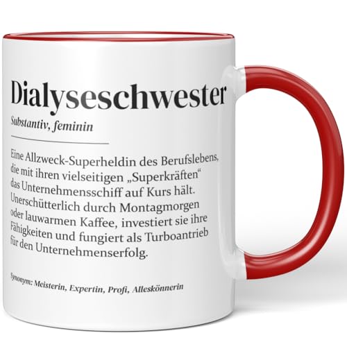 JUNIWORDS Tasse, Definition Dialyseschwester, Rot (7209502)