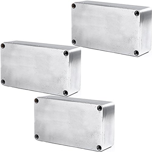 Mintice 3 Stück Pro 1590B Stil 115x65x35mm Aluminium Metall Stomp Box Gehäusegehäuse Gitarreneffektpedal