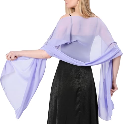 Stola Damen Halstuch Chiffon Sommer Schal Damen Festliche Stola für Abendkleid oder Brautkleid Hochzeit Scarf (Helllila)