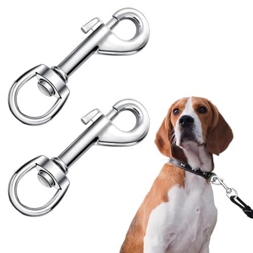 2 Stück Karabiner für Hundeleine, Karabiner-Haken mit Drehgelenk für Hunde-Leine, Edelstahl Wirbelkarabiner für Hundeleinen, Karabiner Drehgelenk für Schlüsselbunde und Haustierzubehör