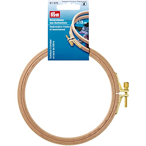 Prym - Prym Naturfarben (0.8x13cm) Buche Holz Stickerei Rahmen mit Messing Schrauben - 1 Stück, Beige