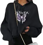 ORANDESIGNE Damen Schwarz Sweatshirt Pullover Teenager Mädchen Hoodie Herbst Winter Hoodie Frauen Pullover Oberteile Langarmshirt Kapuzenpullover Mode Bequem Casual Pulli mit Kordel und Taschen A S