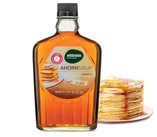 Naturata Bio Ahorn-Sirup Grad A 375 ml | mild & hell | Kanadischer Ahorn-Sirup aus Quebec | 100% Fair produziert | Ideal für Pancakes & Desserts