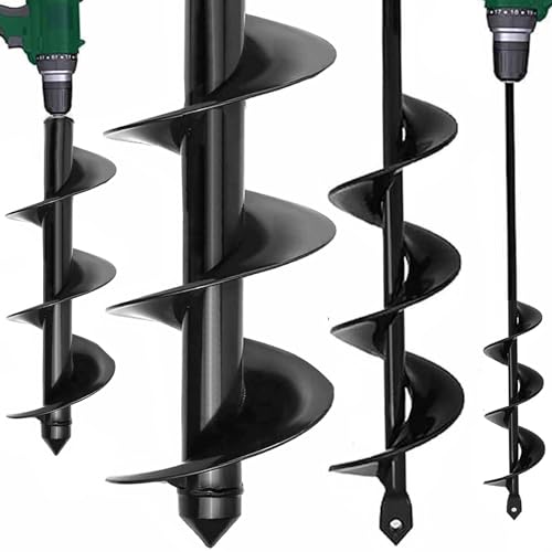 Gartenbohrer Erdbohrer für Bohrmaschine,Pflanzbohrer für Akkuschrauber,Grabungswerkzeug zum Pflanzen,Schwerlast Blume Pflanzgefäße Schnecke zum Löcher graben,Solider Spiralbohrer 9x40cm,4x42cm