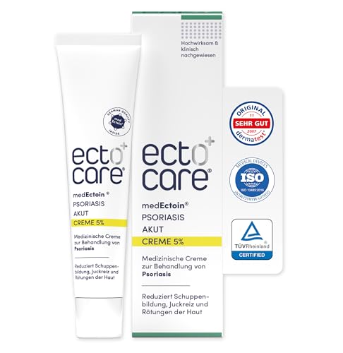 ectocare® Psoriasis Creme Akut mit 5% Ectoin | Schuppenflechte Salbe ohne Kortison | Medizinprodukt Reduziert Schuppenbildung, Juckreiz und Rötungen | Lindert trockene, rissige und schmerzende Haut