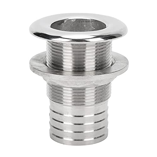 Borddurchlass Verschraubung mit Mutter, 85mm Lange 1-1/2 Zoll 316 Edelstahl Entlüftung Anschluss Universelle Borddurchbruch Ablaufanschluss für Boote, Yachten, Marine