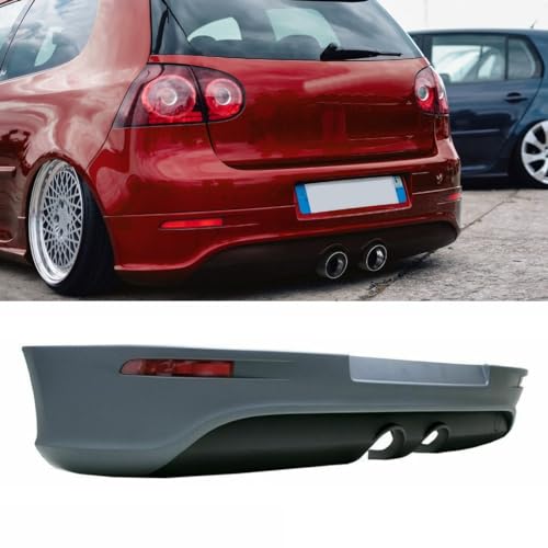 DM Autoteile 3161 Heck Diffusor Stoßstangeneinsatz + Hitzeblech + Reflektoren kompatibel für VW Golf 5 V R32