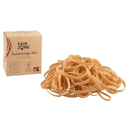 FAIR ZONE - Gummiringe Mix aus Naturkautschuk | 70g Set mit 4 Größen | Umweltfreundlich & Plastikfrei | FSC-Zertifiziert, Natur, Gummi