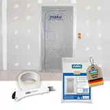 2x mako Vlies-Staubschutztüre Profi-Qualität 1,10 m x 2,40 m – inkl. 7 m Klebeband (beidseitig) & 2 Cuttermesser, Staubdichtes Polypropylen-Vlies mit Reißverschluss, einfache Montage und zuschneidbar