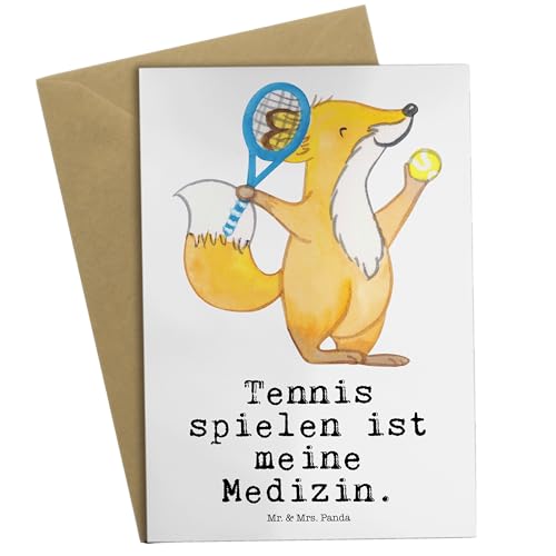 Mr. & Mrs. Panda Grußkarte Tennis spielen - Geschenk, Glückwunschkarte, Tennisclub, Gewinn, Tennis Turnier, Danke, Auszeichnung, Tennisverein,
