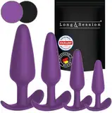 Long.Session® Analplug Set DAS ORIGINAL aus hautfreundlichem Silikon, Butt Plug für Frauen und Männer, Anal Plug für Anfänger und Fortgeschrittene, lila