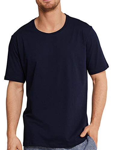 Schiesser Herren Schlafshirt Kurzarm Rundhals - Mix + Relax Schlafanzugoberteil, Dunkelblau_163832, 50 EU