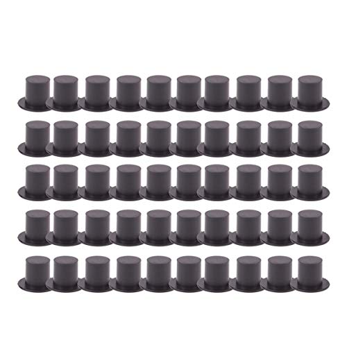 Tomaibaby 100Pcs Weihnachten Mini Schwarze Zylinder Hüte Mini Schneemann Hüte Santa Hüte Kappen Weihnachten DIY Handwerk Ornament Größe S (Schwarz)