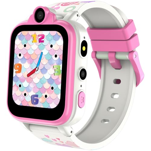 FeipuQu Smartwatch Kinder-2G SIM Anruf,SOS Notruf,Musik, Kamera,Wecker,Taschenlampe,18 Spiele und 16 Funktionen,Kinderuhr Telefonieren Smart Watch Kinder Geschenk für Mädchen Jungen