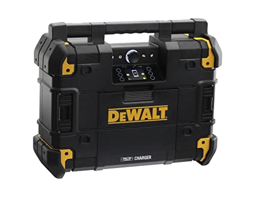 DEWALT Akku- & Netz-Radio (passend zum T-Stak-Boxen-System, mit Ladestation, DAB+ & AM/FM-Baustellenradio, IP54, Betrieb über Akku oder 230-Volt-Anschluss, Lieferung ohne Akku & Ladegerät) DWST-81078