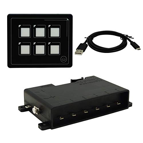 12v 24v 6 Pin Film Taste Touchscreen Indikator Schalttafel Eingebauter PPTC mit USB-Kabel und Membransteuerbox IP66 für Marine LKW Wohnwagen Wohnmobil Yacht Boot