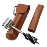 yotutun Handbohrer Bushcraft, Manueller Schraubenschlüssel mit Lederhülle Outdoor Schlangenbohrer Holzbohrer Scotch Eye Auger Schnecke für Bushcraft Survival, Camping Stöpselbohrer