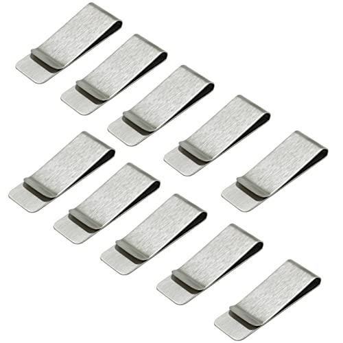Geldklammern Set Edelstahl Geldscheinklammer Silber Geldclip Geld Klammer für Geldscheine Quittung Note Kreditkarte 52x20mm (10 Stück)